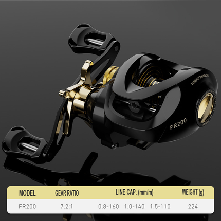 CROCH low profile baitcasting reel Black Gold right hand