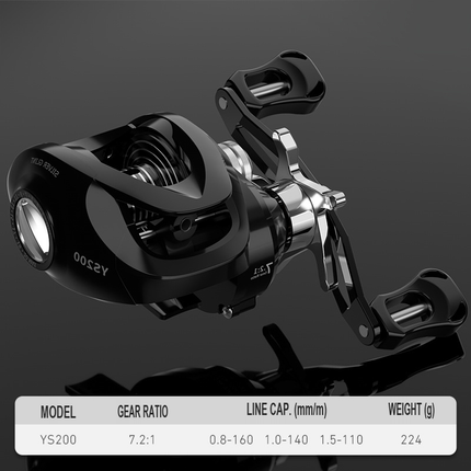 CROCH low profile baitcasting reel Black Silver left hand