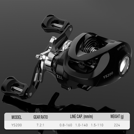 CROCH low profile baitcasting reel Black Silver right hand