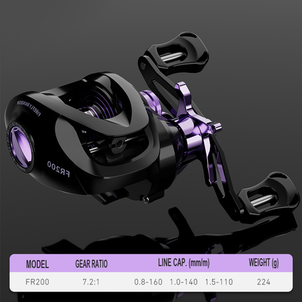 CROCH low profile baitcasting reel Black Purple left hand