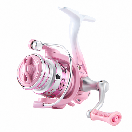 CROCH pastel pink shallow spool spinning reel