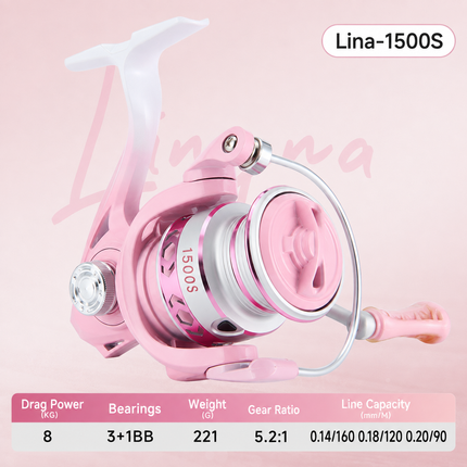 CROCH pastel pink shallow spool spinning reel - view 2