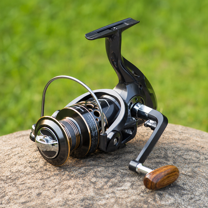 CROCH wood knob spinning reel
