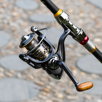 CROCH wood knob spinning reel