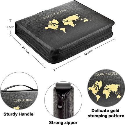200 Pockets Coins Collecting Album & 30 Sleeves Paper Money Display Storage Case,Coin Collection Book Holder