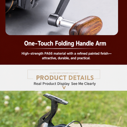 CROCH wood knob spinning reel