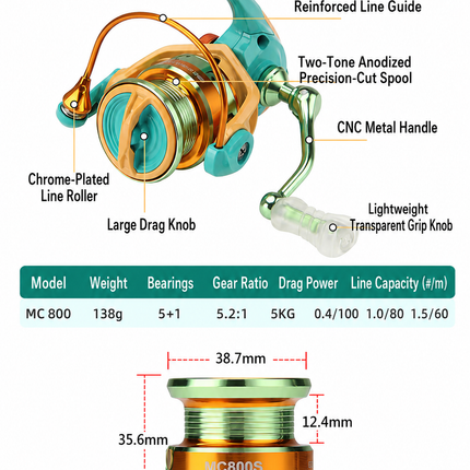 CROCH lightweight lure spinning reel
