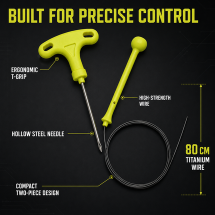 IKEJIME Rugged Ikejime Kit - ergonomic T-grip, hollow steel needle and 80cm titanium wire