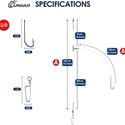 CROCH Sea Flapper Rigs 5pc - Pre Tied Beach and Pier Rigs in 4 Configurations