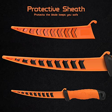 Meat and Fish Fillet Knife - Curved Steel Blades with Sheath – CROCH