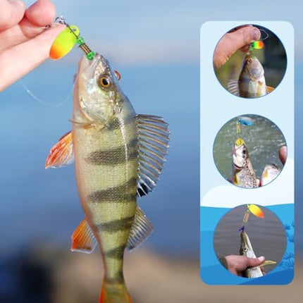 CROCH Fishing Lure Kit 16pc - Spinners Jigs Feathers and Sequin Baits in Storage Case