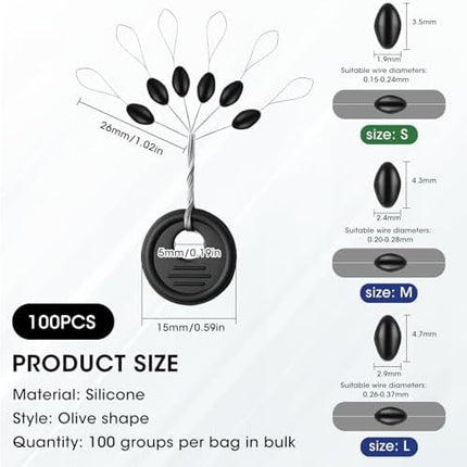 CROCH Bobber Stoppers 600pc - Rubber Float Stops with Beads in S M L