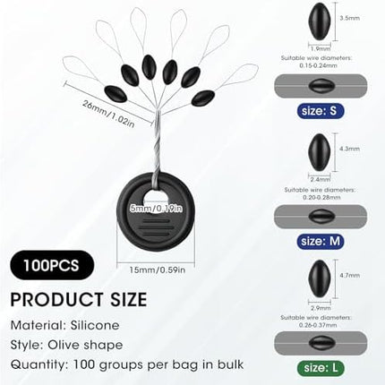 CROCH Bobber Stoppers 600pc - Rubber Float Stops with Beads in S M L
