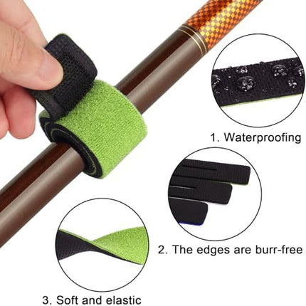CROCH Neoprene Rod Straps 12pc - Reusable Hook and Loop Ties for Rods and Cables