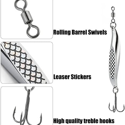CROCH Metal Casting Jigs 5pc - Wedge Profile Spoon Lures for Tailor Salmon and Kingfish