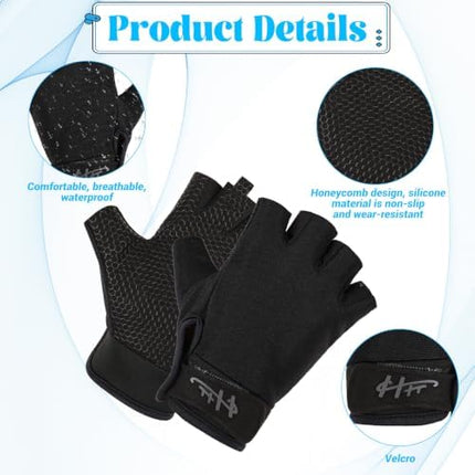 CROCH Fingerless Fishing Gloves - Grip Palm Gloves for Casting Paddling and Handling