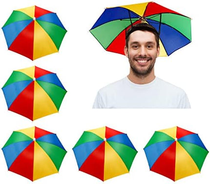 CROCH Umbrella Hat 5pc - Hands Free Sun and Rain Shade with Elastic Band