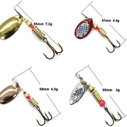 CROCH Spinner Bait Set 10pc - Willow and Colorado Blade Lures for Bass Perch and Redfin