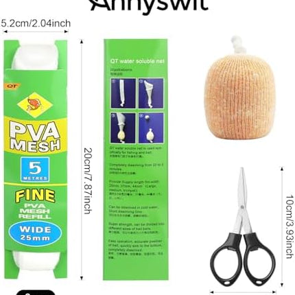 CROCH PVA Mesh Refill 5m with Scissors - Dissolving Mesh in 25mm and 37mm