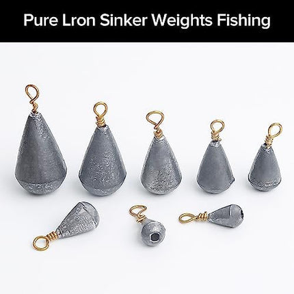 CROCH 25pc Small Sinker Set - 8 Mixed Sizes for Finesse and Deep Drop Presentations