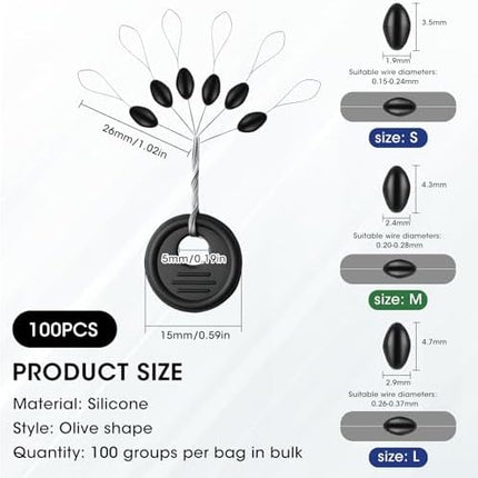 CROCH Bobber Stoppers 600pc - Rubber Float Stops with Beads in S M L
