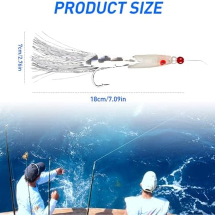 CROCH Luminous Mackerel Feathers 15pc - 3 Packs of Glow Bait Rigs for Pier and Boat