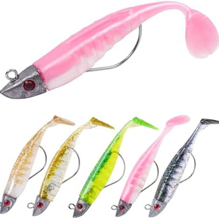 CROCH Soft Plastic Lure Kit - Pre Rigged Paddle Tails and Jig Heads for Bream and Flathead