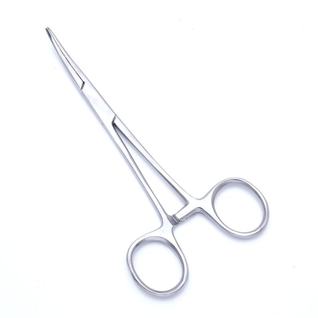 CROCH Fishing Forceps Dog Hemostat Forceps Scissors Ear Hairs Tools Locking Pliers Stud Ball earings Holder Dog Ear Hair Grooming Tweezers Forceps(Curved, Silver, 125mm)