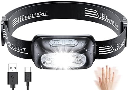 CROCH Rechargeable Head Torch 250lm - Motion Sensor Headlamp for Night Fishing