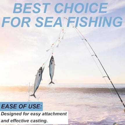 CROCH Luminous Sabiki Rigs - Reflective Mackerel Feather Bait Jigs for Squid and Baitfish