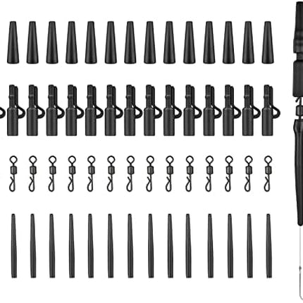 CROCH Lead Clip Kit 60pc - Safety Rig Components with Tail Rubbers and Swivels