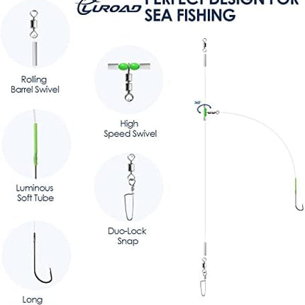 CROCH Sea Flapper Rigs 5pc - Pre Tied Beach and Pier Rigs in 4 Configurations