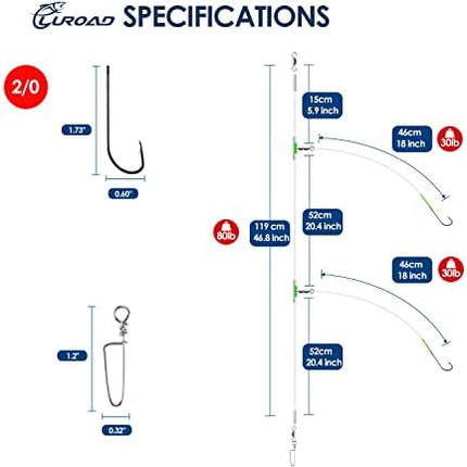 CROCH Sea Flapper Rigs 5pc - Pre Tied Beach and Pier Rigs in 4 Configurations