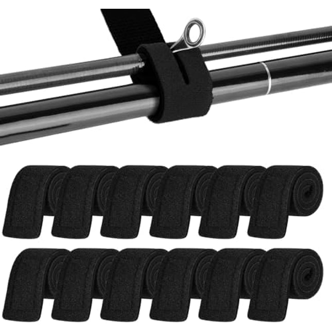 Neoprene Rod Straps 12pc - Reusable Hook and Loop Ties