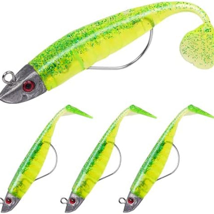 CROCH Soft Plastic Lure Kit - Pre Rigged Paddle Tails and Jig Heads for Bream and Flathead