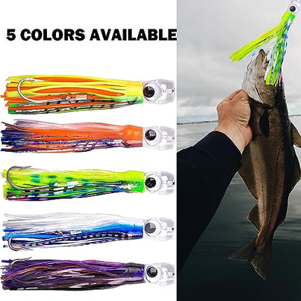 Saltwater Trolling Lures Set of 5pcs 9 inch/23cm Fishing trolling Skirt – CROCH