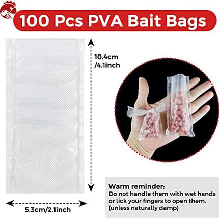 CROCH PVA Bags 100pk - Dissolving Solid Bags for Carp Fishing in 4 Sizes