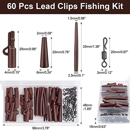 CROCH Lead Clip Kit 60pc - Safety Rig Components with Tail Rubbers and Swivels