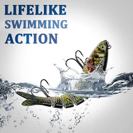 Jointed Swimbait, 8-Segment Lifelike Fishing Lure, Reinforced Treble – CROCH