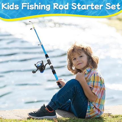 CROCH Kids Fishing Rod Set - 45cm to 176cm Telescopic Rod and Reel Starter Combo