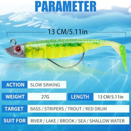 CROCH Soft Plastic Lure Kit - Pre Rigged Paddle Tails and Jig Heads for Bream and Flathead