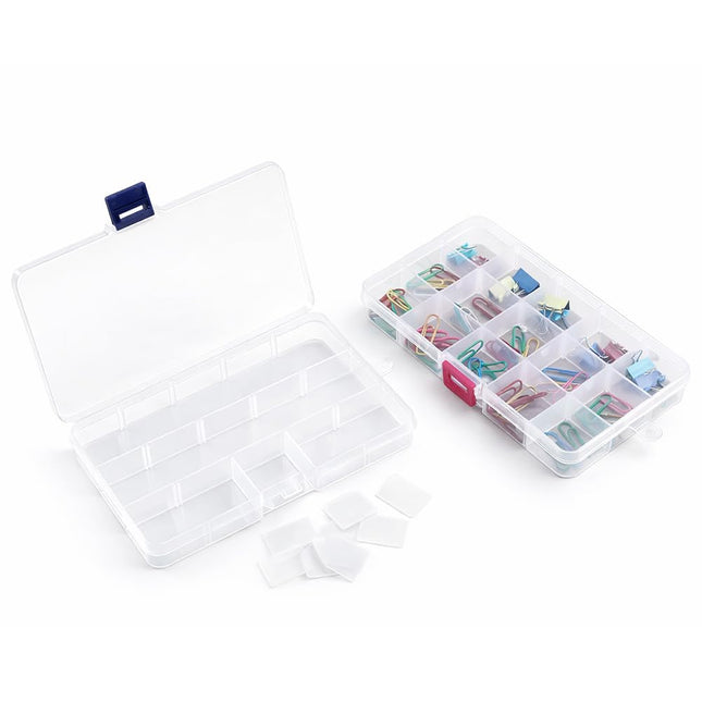 2 Pack Adjustable Plastic Organizer Box with 15 Compartments - CROCH fishing tackle Australia