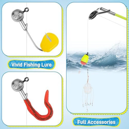 CROCH Kids Fishing Rod Set - 45cm to 176cm Telescopic Rod and Reel Starter Combo