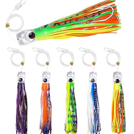 Saltwater Trolling Lures Set of 5pcs 9 inch/23cm Fishing trolling Skirt – CROCH