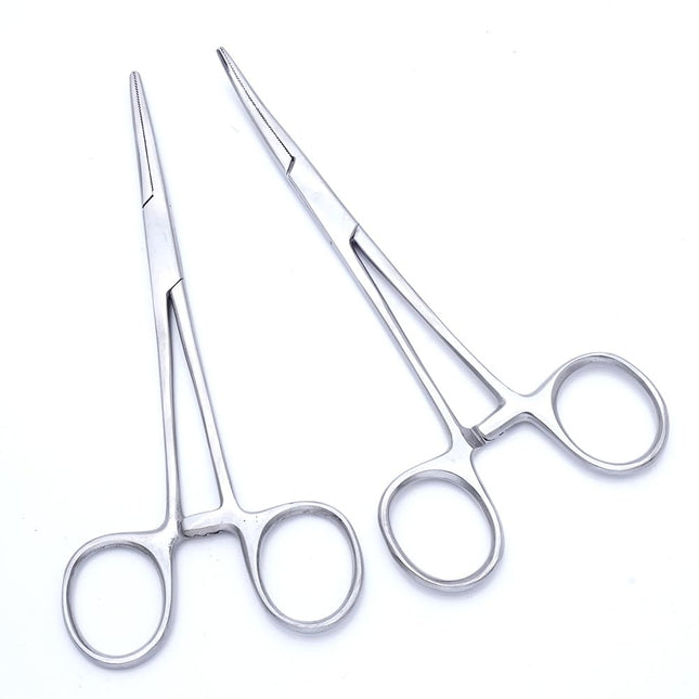 CROCH Fishing Forceps Dog Hemostat Forceps Scissors Ear Hairs Tools Locking Pliers Stud Ball earings Holder Dog Ear Hair Grooming Tweezers Forceps (Straight   Curved, Silver, 160mm   180mm)