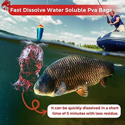 CROCH PVA Bags 100pk - Dissolving Solid Bags for Carp Fishing in 4 Sizes