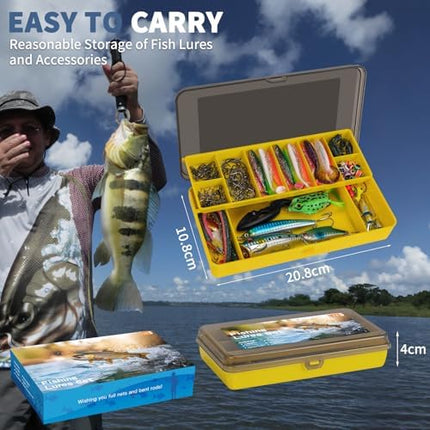 CROCH Fishing Lure Kit with Tackle Box - Crankbaits Soft Plastics Jigs Hooks and Swivels