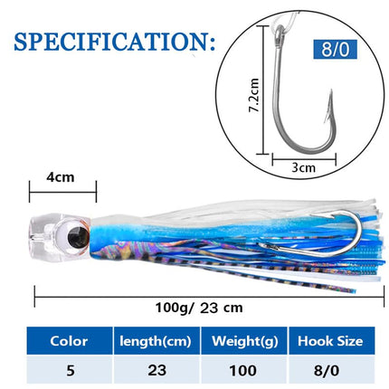 Saltwater Trolling Lures Set of 5pcs 9 inch/23cm Fishing trolling Skirt – CROCH