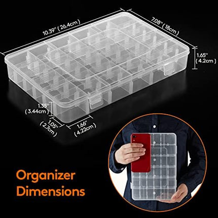 CROCH 36 Grid Tackle Box - Clear Stackable Organiser for Lures Hooks and Beads