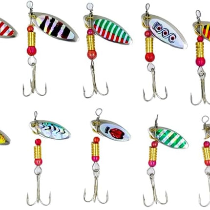 CROCH 30pc Spinner and Hard Bait Set - Mixed Artificial Lures for Freshwater and Estuary